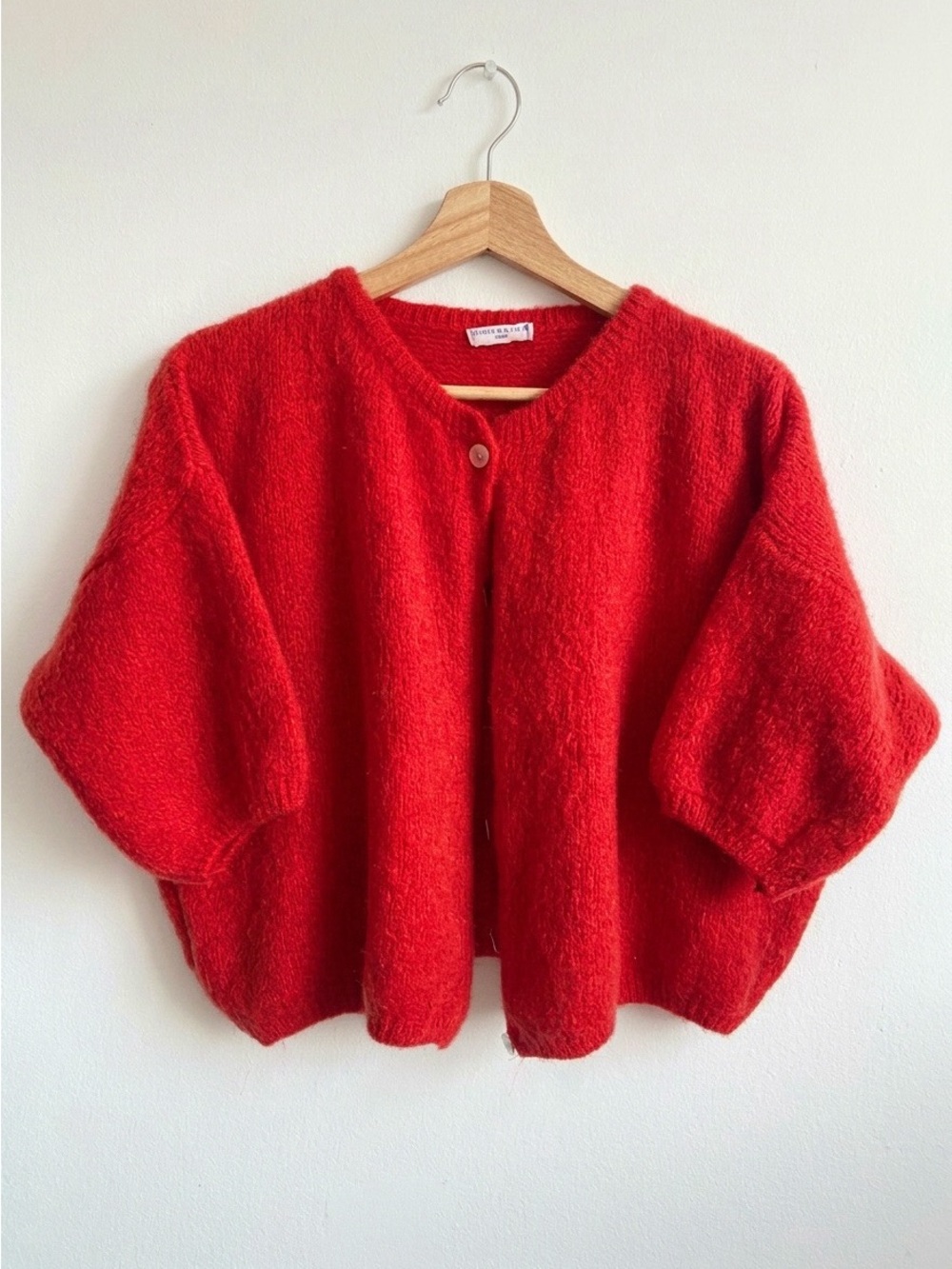 Bellerina Paris Mohair Short Sleeve Cropped Red Cardigan